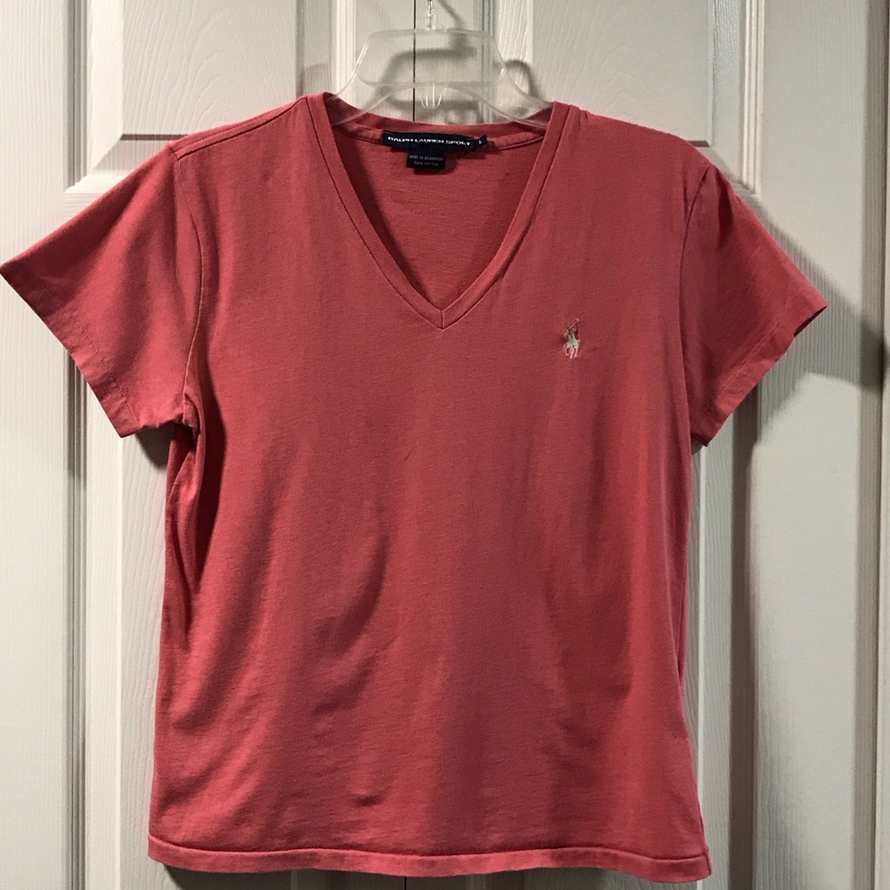 Polo by Ralph Lauren Women's Coral V-Neck Tee